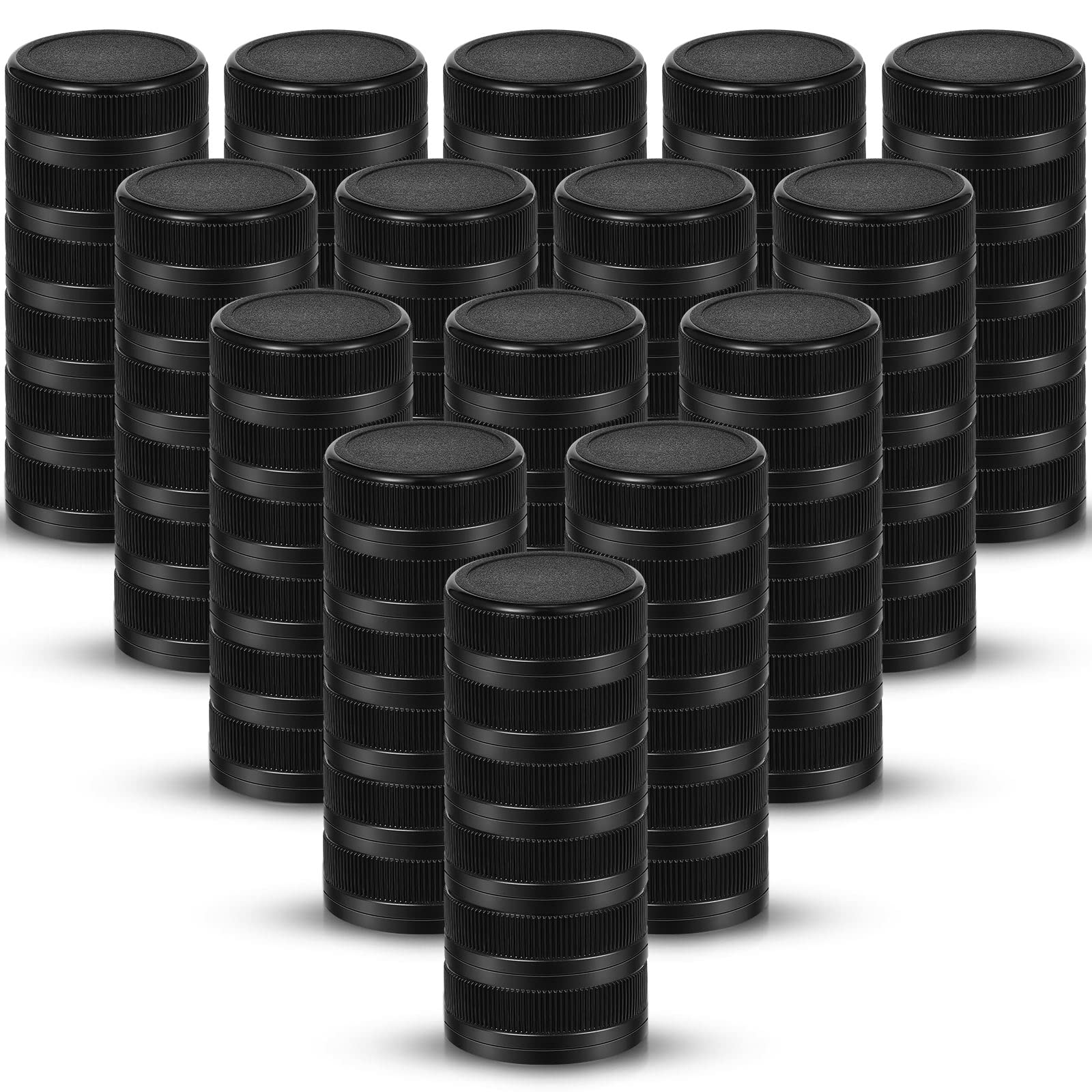 100 Pcs Caps for Empty Juice Bottles, Tamper Seal Lids 38 mm Plastic Bottle Caps Container Lids Bottle Caps for Crafts DIY, 4, 8,12, 16, and 32 oz Container(Black)