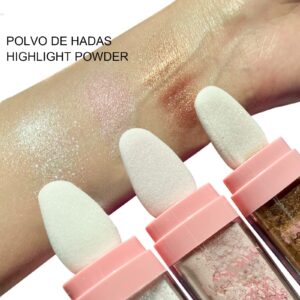 MAEPEOR Highlighter Powder Stick 6 Colors Shimmer Not-sticky Brighten Highlighter Powder Stick Natural Sparkle Glitter Highlighter Makeup Cosmetic for Lip Face Body Makeup (01 White Moonbeam)