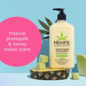 Hempz Body Lotion - Sweet Pineapple & Honey Melon Daily Moisturizing Cream, Shea Butter, Aloe, Orange Extract Body Moisturizer - Skin Care Products, Hemp Seed Oil - 17 fl oz, 2-Pack Bundle…