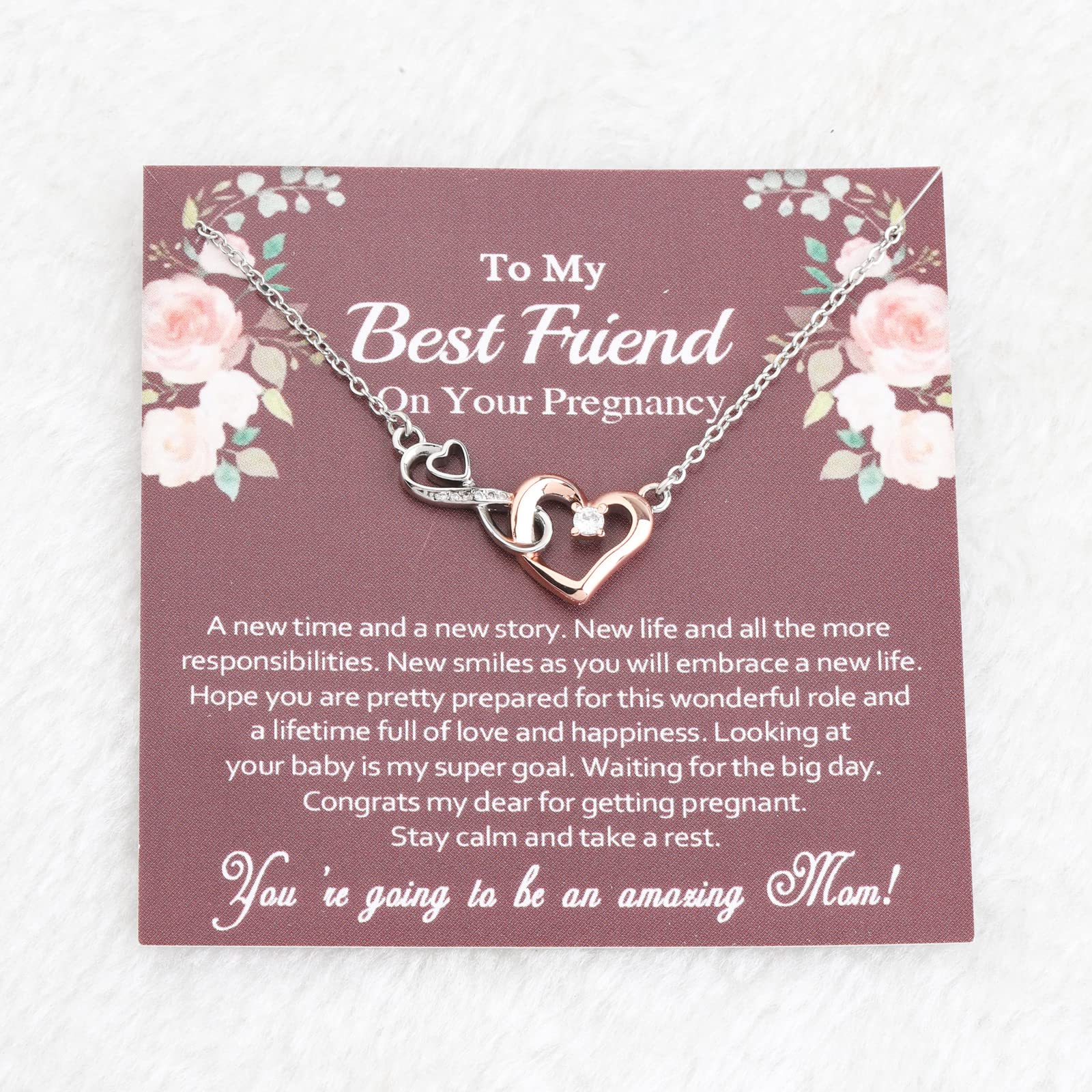 MYOSPARK New Mom Gift Necklace To My Best Friend On Your Pregnancy Message Card Jewelry Pregnancy Announcement Gift for Best Friend (Your Pregnancy Card NL)