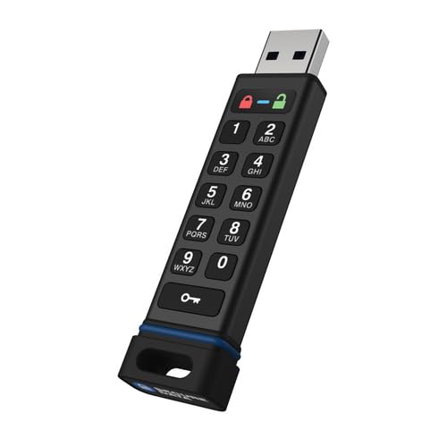 SecureData SecureUSB KP 16GB Hardware Encrypted USB 3.0 Flash Drive FIPS 140-2 Level 3 Unlock via Keypad TAA Compliant, CJIS, HIPAA, CMMC, GDPR Compliant, Works with Mac and Win Free AV