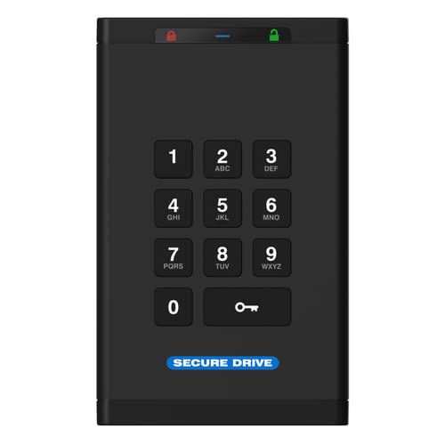 SecureData SecureDrive KP 250GB SSD Hardware Encrypted USB 3.0 External Drive FIPS 140-2 Level 3 Unlock via Keypad TAA Compliant, CJIS, HIPAA, CMMC, GDPR Compliant, Works with Mac and Win Free AV