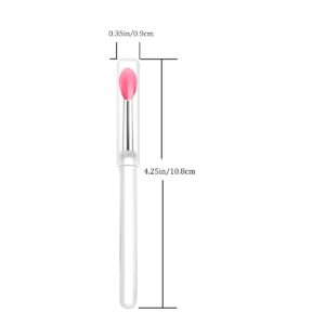 LORMAY Silicone Lip Brushes with Transparent Handles and Caps. Perfect Applicators for Cream Lip Mask, Eyeshadow, and Lipstick (4pcs, Multicolor)