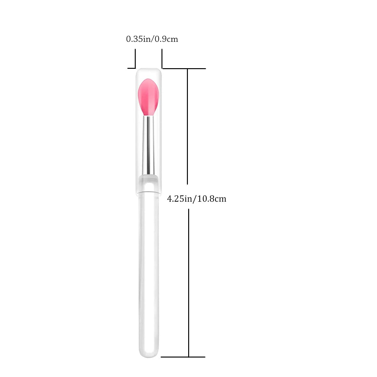 LORMAY Silicone Lip Brushes with Transparent Handles and Caps. Perfect Applicators for Cream Lip Mask, Eyeshadow, and Lipstick (4pcs, Multicolor)