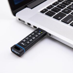 SecureData SecureUSB KP 16GB Hardware Encrypted USB 3.0 Flash Drive FIPS 140-2 Level 3 Unlock via Keypad TAA Compliant, CJIS, HIPAA, CMMC, GDPR Compliant, Works with Mac and Win Free AV