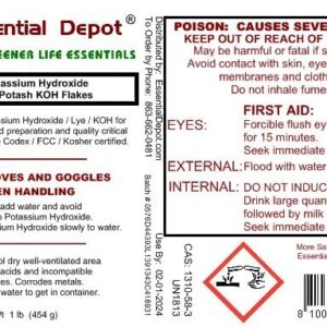 Potassium Hydroxide Flakes KOH, 9 lbs (9 x 1 lb Container) Caustic Potash Anhydrous KOH Dry Electrolyte - HDPE Container with resealable Child Resistant Cap