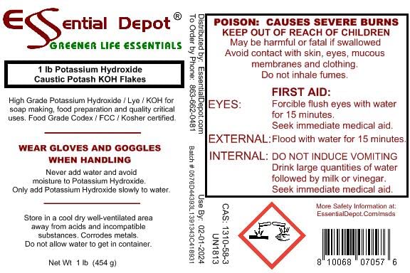 Potassium Hydroxide Flakes KOH, 9 lbs (9 x 1 lb Container) Caustic Potash Anhydrous KOH Dry Electrolyte - HDPE Container with resealable Child Resistant Cap