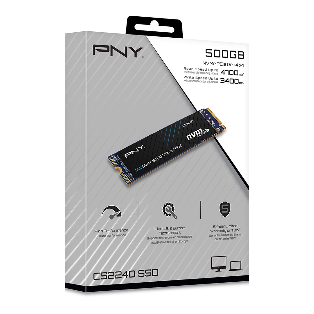 PNY CS2240 500GB M.2 NVMe Gen4 x4 Internal Solid State Drive (SSD) - M280CS2240-500-RB