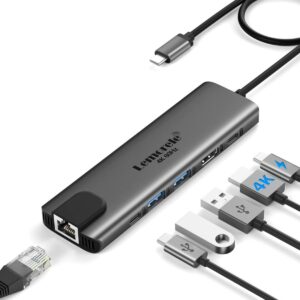 USB C Hub, Lemorele USB-C Hub (6-in-1) with 4K@60Hz HDMI, Gigabit Ethernet,100W Power Delivery, USB-C and 2 USB-A 5 Gbps Data Ports, USB c Adapter for MacBook Air, MacBook Pro, XPS, and More