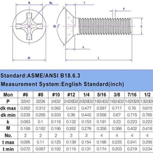 Elantek #2-56#4-40#6-32 UNC Stainless Steel Phillips Flat Head Countersunk Machine Screws Nuts Assortment Kit