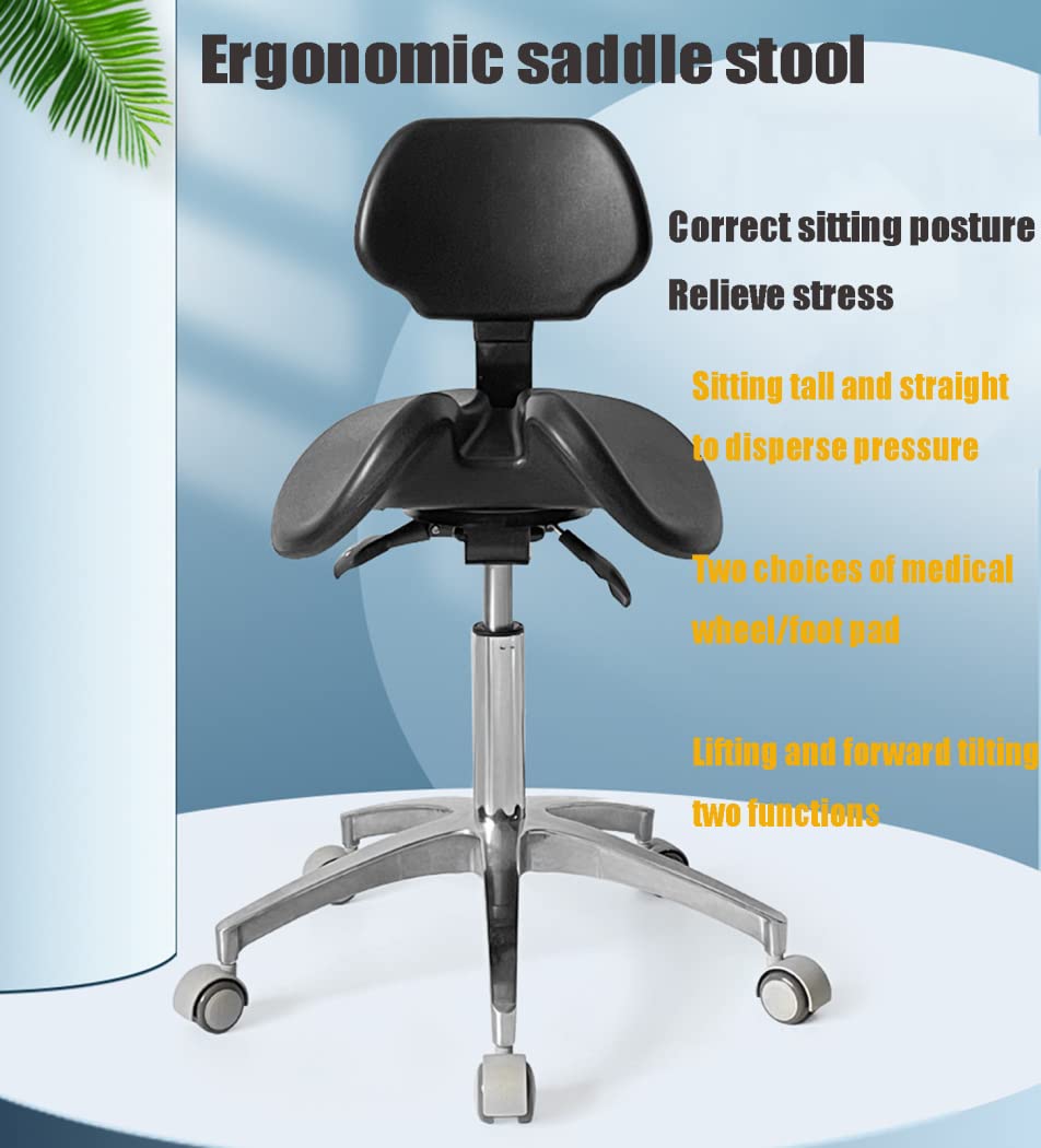 JMYSD Ergonomic Saddle Stool Adjustable Saddle Stool Dental Chair for Dental Lab Salon Massage Studio Office,A1