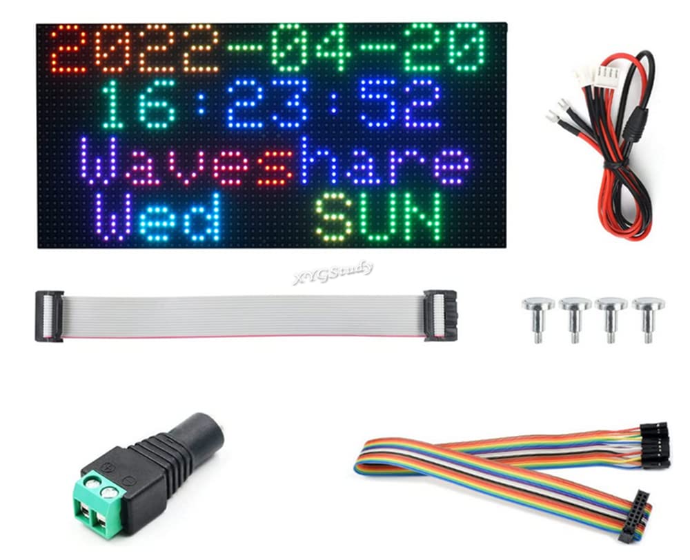 RGB Full-Color LED Matrix Panel Pitch 4mm Pixels 64×32 with 2048 Individual RGB LEDs Adjustable Brightness for use with Raspberry Pi etc @XYGStudy (RGB-Matrix-P4-64x32)