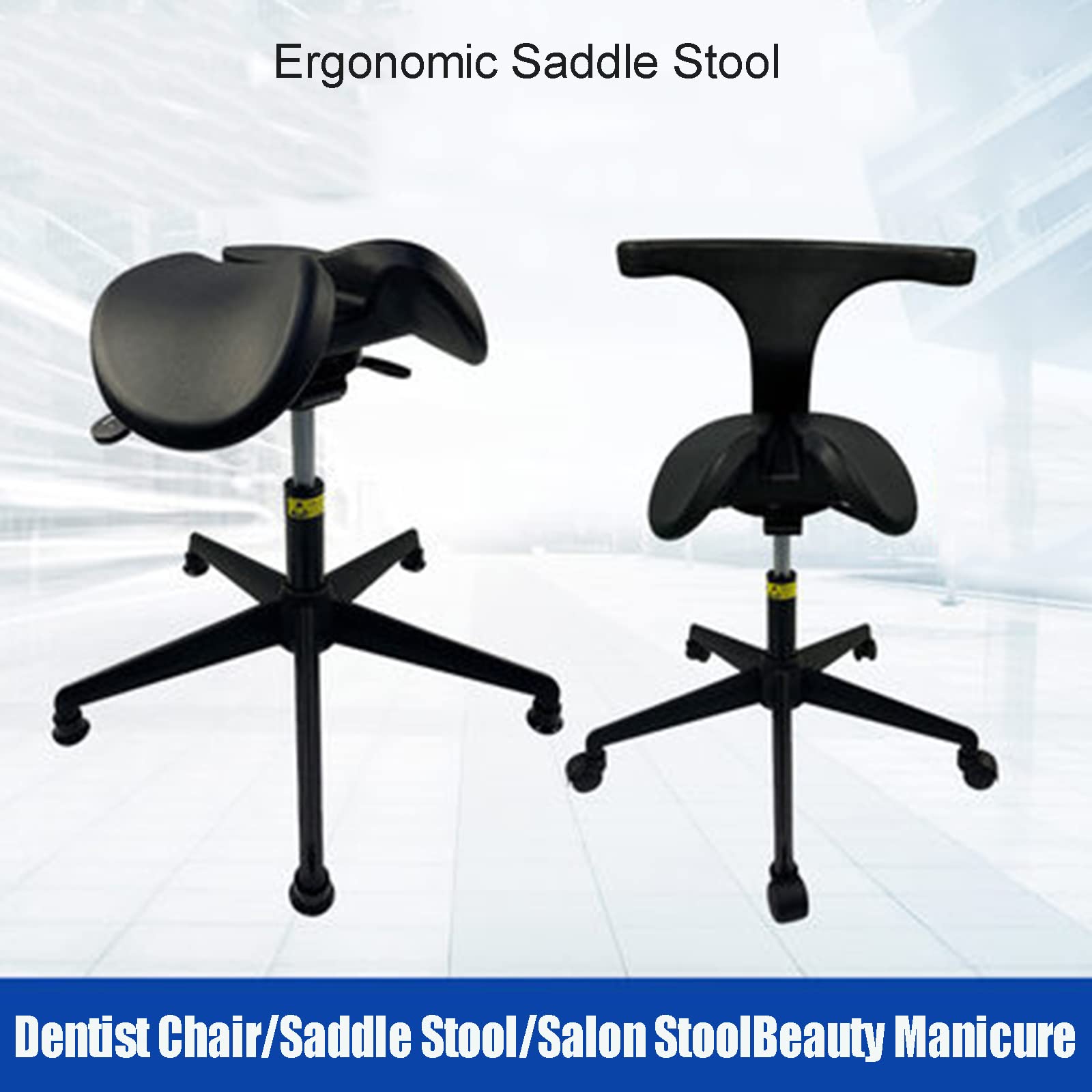 JMYSD Saddle Chair Ergonomic Saddle Stool Adjustable Saddle Chair Dental Stool for Hospital Laboratory Salon Office,B,L