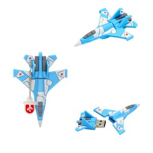 Novelty Thumb Drive - Cute USB Drive 16GB - Fighter USB Drive - Trendy USB (Blue Fighter Plane)