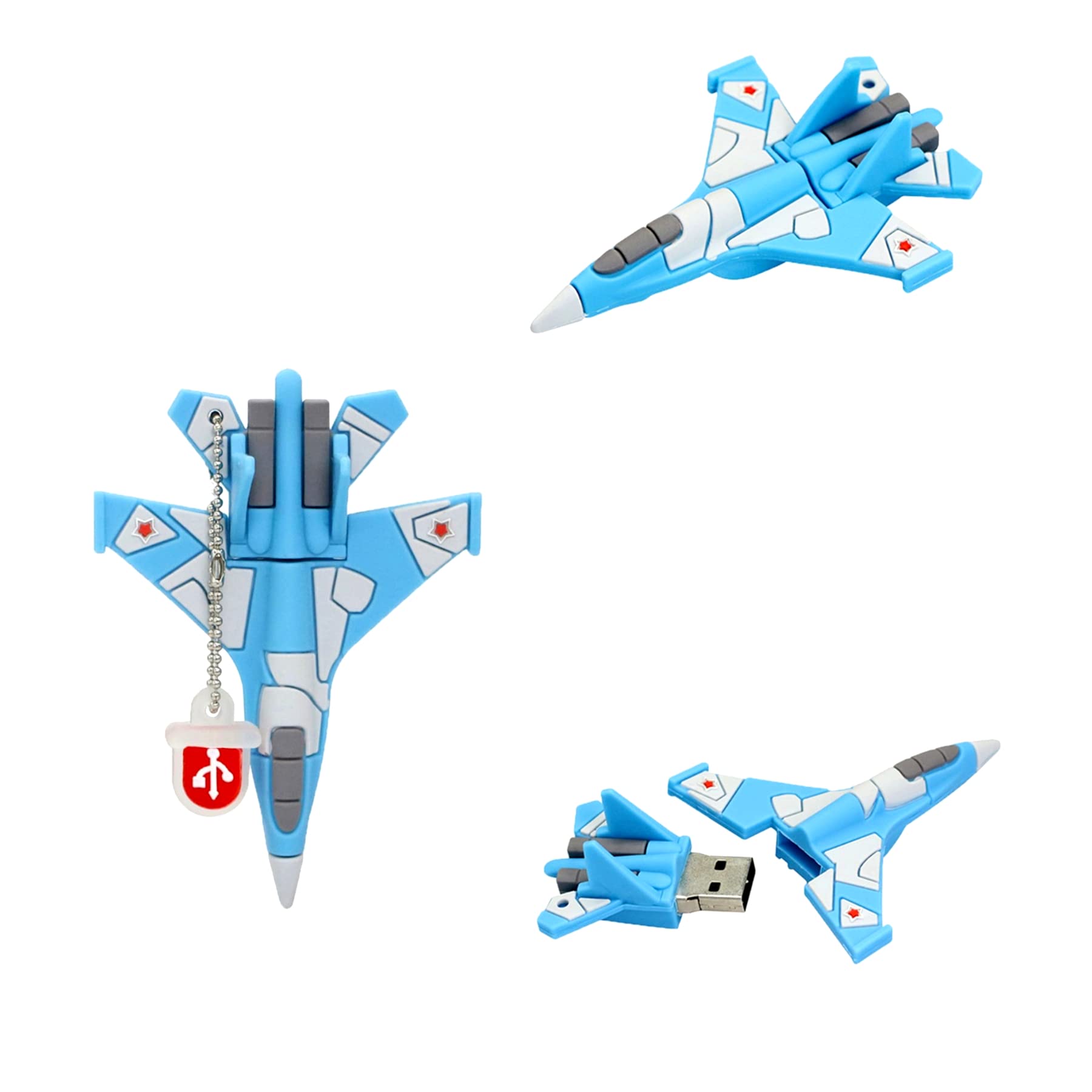 Novelty Thumb Drive - Cute USB Drive 16GB - Fighter USB Drive - Trendy USB (Blue Fighter Plane)