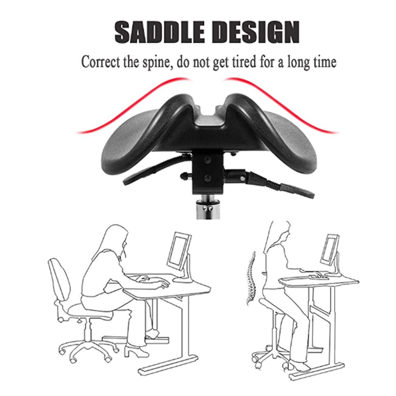 JMYSD Ergonomic Saddle Stool Adjustable Saddle Stool Dental Chair for Dental Lab Salon Massage Studio Office,A1