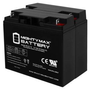 mighty max battery 12v 22ah sla replacement battery for yuasa rec22-12 - 2 pack