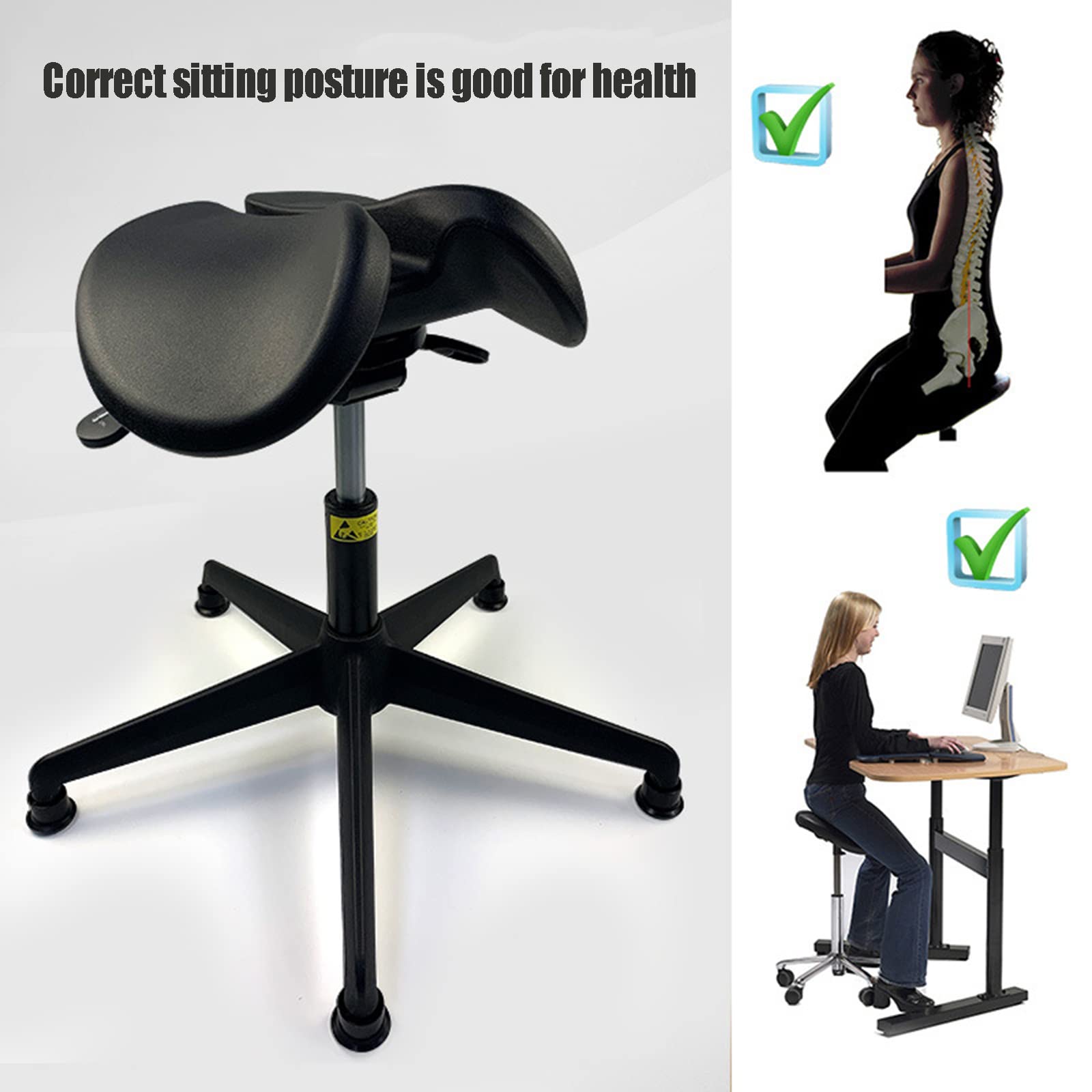 JMYSD Saddle Chair Ergonomic Saddle Stool Adjustable Saddle Chair Dental Stool for Hospital Laboratory Salon Office,B,L