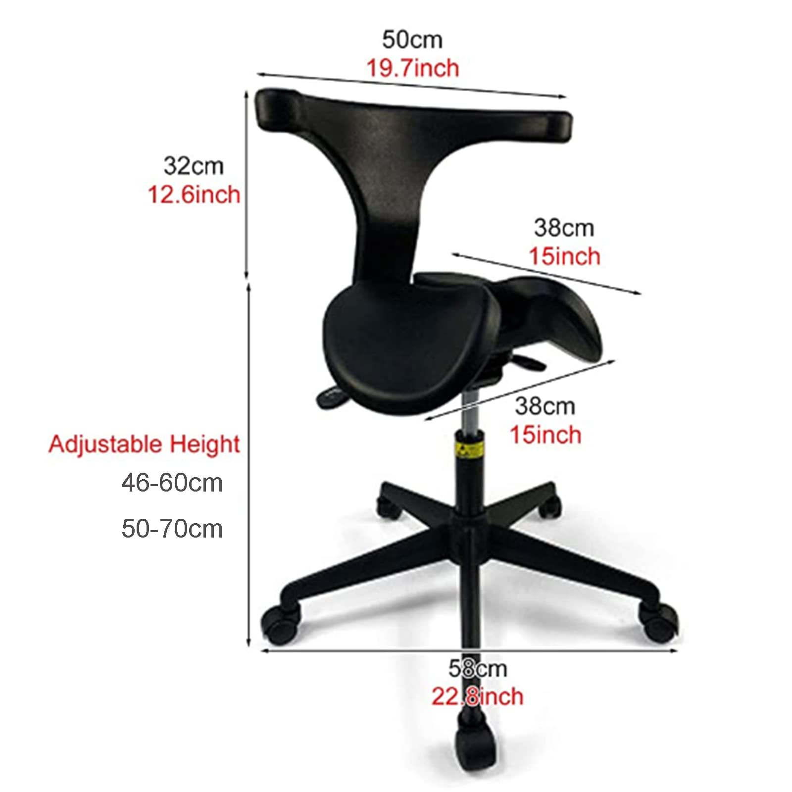 JMYSD Saddle Chair Ergonomic Saddle Stool Adjustable Saddle Chair Dental Stool for Hospital Laboratory Salon Office,B,L