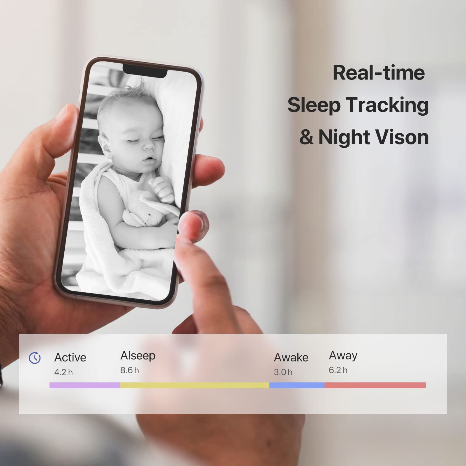 iBaby Smart Wi-Fi Baby Monitor with Camera, Night Vision, Real-Time Breathing & Sleep Tracking, Two-Way Audio – Secure, Non-Wearable Nursery Cam for Ultimate Peace of Mind