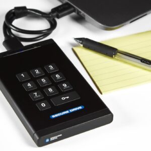 SecureData SecureDrive KP 250GB SSD Hardware Encrypted USB 3.0 External Drive FIPS 140-2 Level 3 Unlock via Keypad TAA Compliant, CJIS, HIPAA, CMMC, GDPR Compliant, Works with Mac and Win Free AV