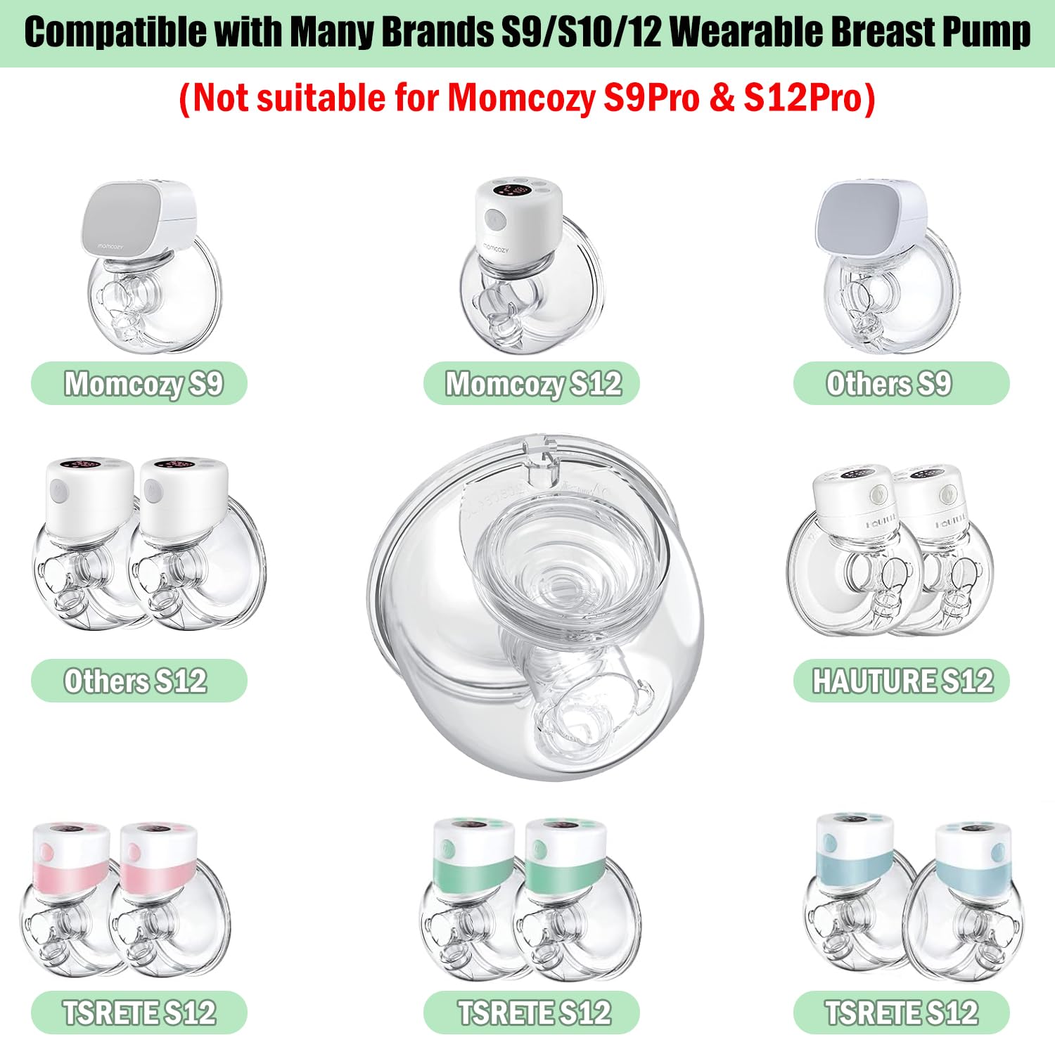 Wearable Breast Pump Accessories Milk Collector Cup,Compatible with TSRETE S12/S9,Kmaier S12 Wearable Breast Pump,Overall Collector Cup 24MM