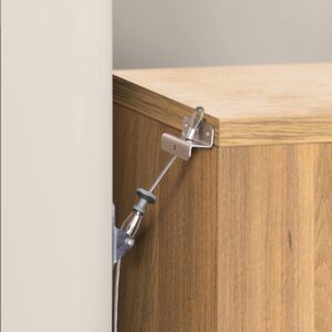 Dreambaby Heavy Duty Hinged Metal Furniture Anchors for Baby Proofing - Adjustable Metal Cable Straps - Suitable for Bookcases, Chests of Drawers & Display Cabinets - Silver - 2 Pack - Model L1429