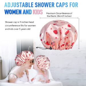 Shower Caps for Women Reusable Waterproof- Adjustable Women Shower Cap Reusable Hair Cap for Shower, Shower Cap for Adult and Kids