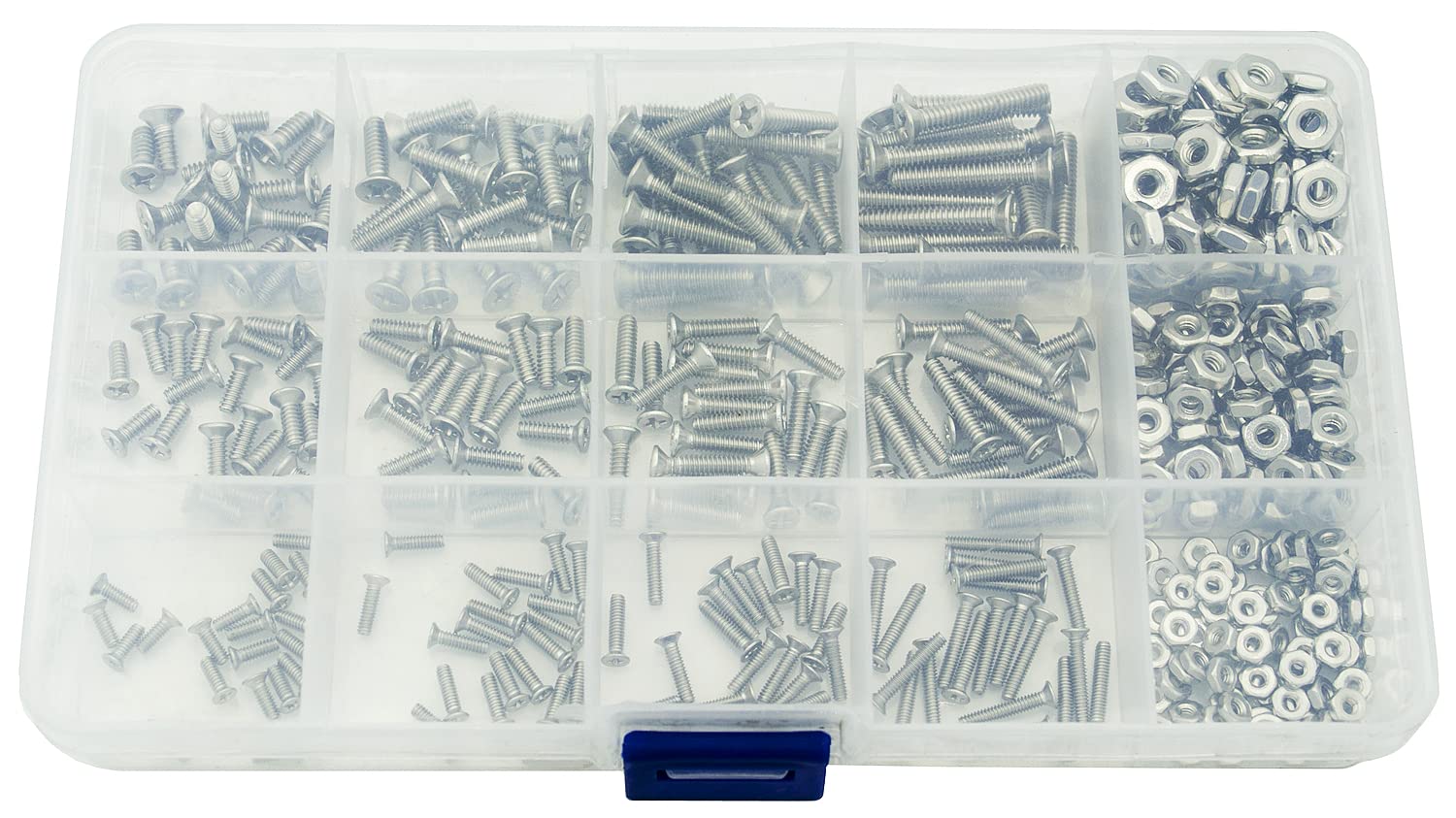 Elantek #2-56#4-40#6-32 UNC Stainless Steel Phillips Flat Head Countersunk Machine Screws Nuts Assortment Kit