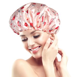 shower caps for women reusable waterproof- adjustable women shower cap reusable hair cap for shower, shower cap for adult and kids