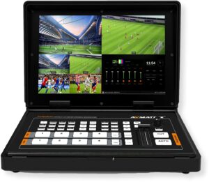 avmatrix pvs0403u portable sdi/hdmi video switcher, 10.1-incch fhd ips lcd monitor, usb for capturing and streaming, t-bar/auto/cut transitions, scaled output and multiview, 2pip/pop, logo overlay