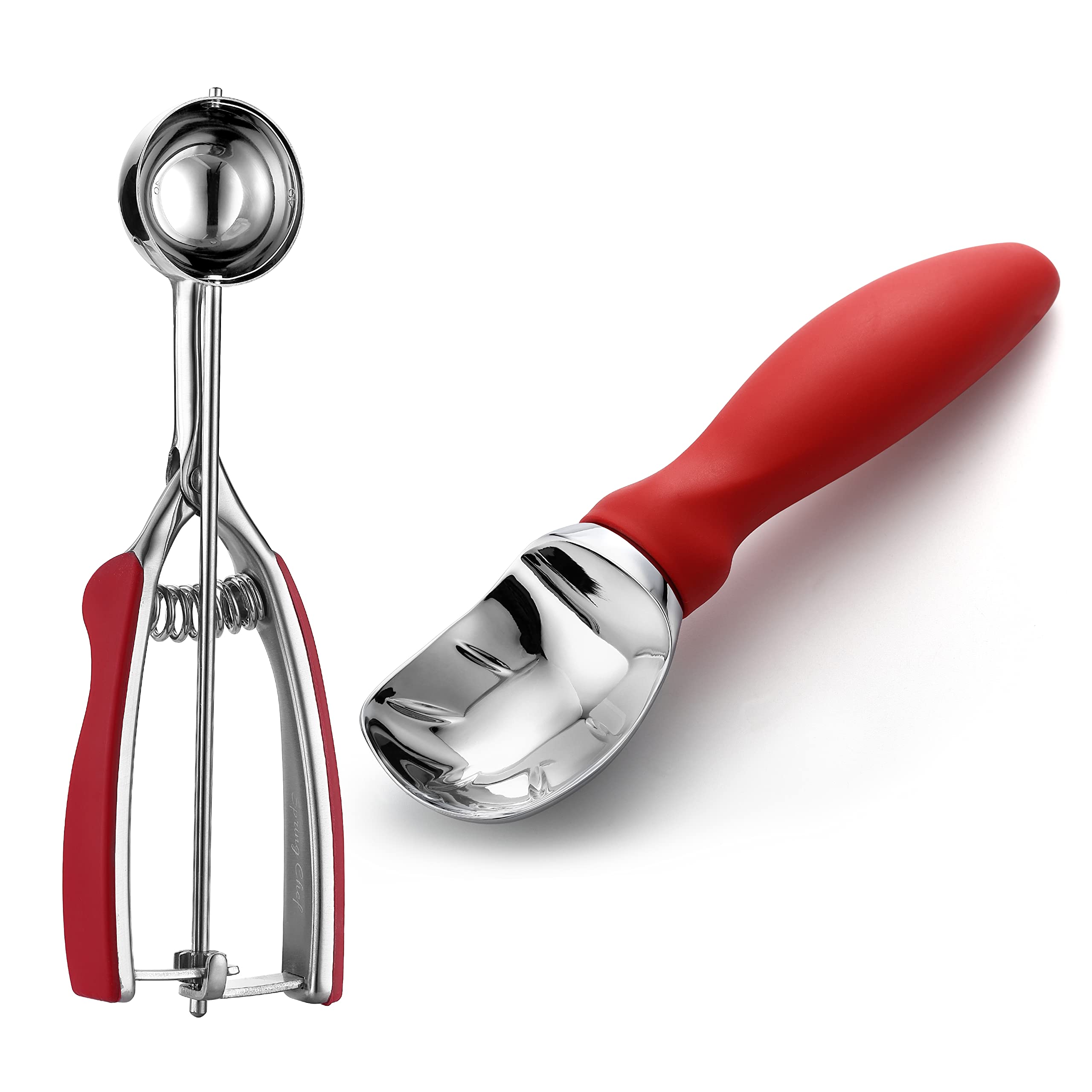 Spring Chef Ice Cream Scoop and Medium Cookie Scoop Bundle Bundle - Red