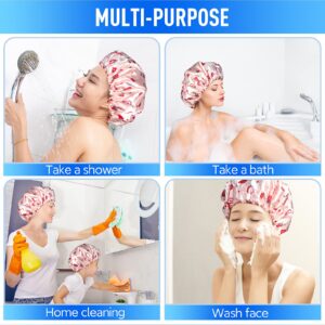 Shower Caps for Women Reusable Waterproof- Adjustable Women Shower Cap Reusable Hair Cap for Shower, Shower Cap for Adult and Kids