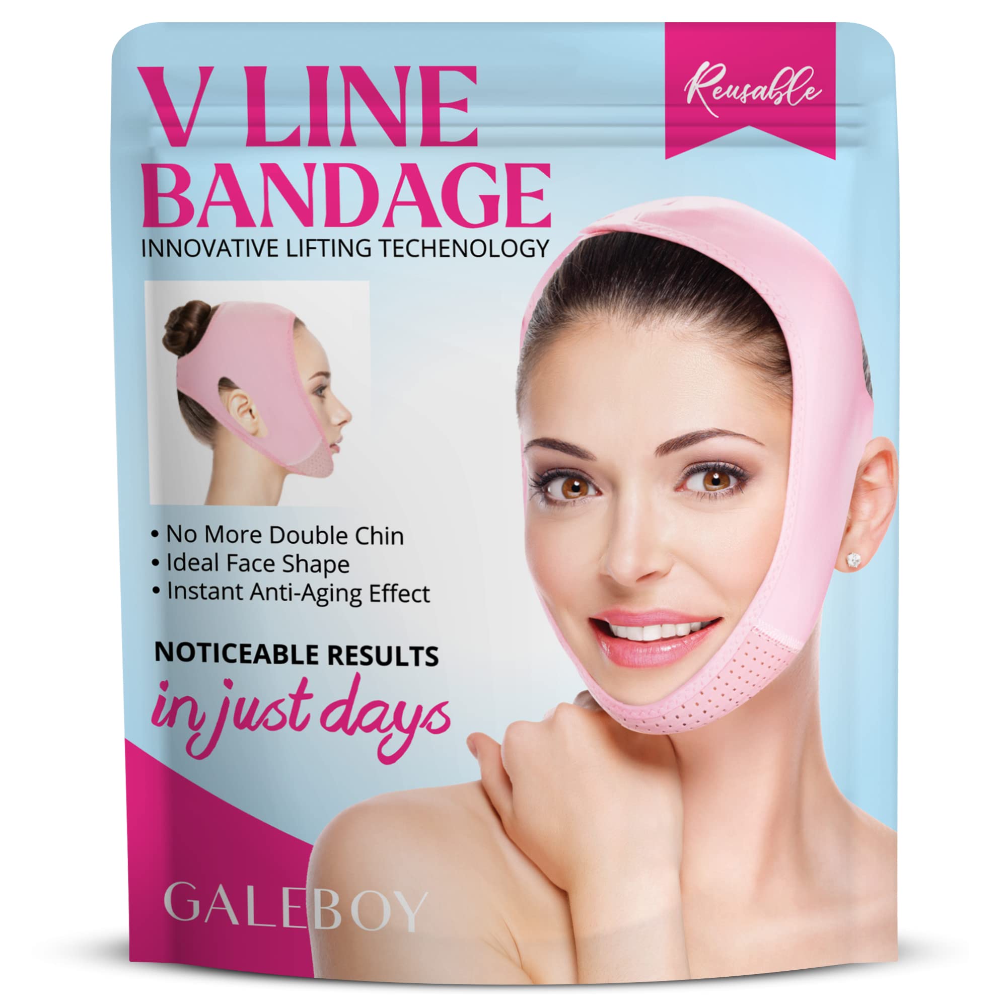 Galeboy V line Lifting Mask Double Chin Reducer, Double Chin Eliminator, Double Chin Mask, Chin Strap, Chin Mask Lift, Chin Strap for Double Chin for Women & Men (66cm)