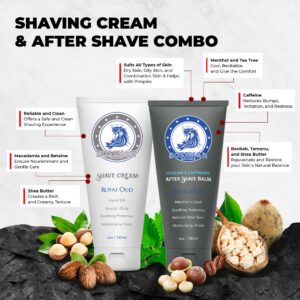 Bossman Silk Lotion Shaving Cream and Cooling After Shave Combo - Royal Oud - Travel Shave Cream and After Shave Balm for Men