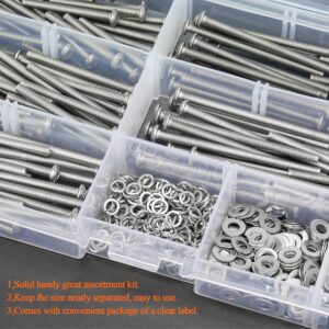 HELIFOUNER 400 Pieces M3 x 30mm /35mm /40mm /45mm /50mm, Button Head Socket Cap Metric Screws Nuts Washers Kit, 304 Stainless Steel