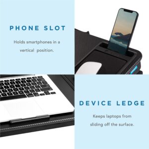 LAPGEAR Extra Large Adjustable Lap Desk with Gel Wrist Rest, Mouse Pad, Phone Holder, Device Ledge, and Booster Cushion - Black Carbon - Fits up to 17.3 Inch Laptops - Style No. 88108