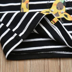 3PCS Newborn Baby Boy Clothes Giraffe Printed Long Sleeve Stripe T-Shirt Pants and Hat Outfit Set Newborn