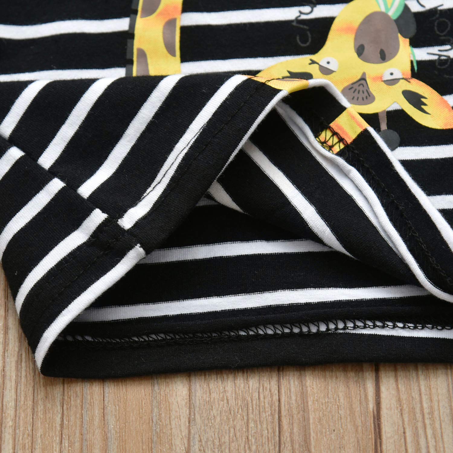 3PCS Newborn Baby Boy Clothes Giraffe Printed Long Sleeve Stripe T-Shirt Pants and Hat Outfit Set Newborn