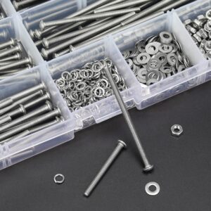 HELIFOUNER 400 Pieces M3 x 30mm /35mm /40mm /45mm /50mm, Button Head Socket Cap Metric Screws Nuts Washers Kit, 304 Stainless Steel