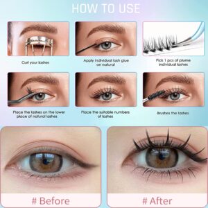 Lash Extensions Kit D Curl Individual Lashes Natural 3D Effect Lashes Set Reusable Eyelash Strip Mixed Individual Faux Mink Lash Clusters Extensions