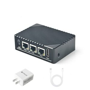 youyeetoo nanopi r5s mini router with metal case,2gb lpddr4 8gb emmc, rk3568 development board 0.8tops npu support docker three ethernet ports usb3.0 hdmi support m.2 nvme pd power (power bundle)