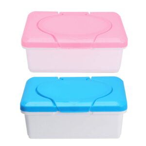 2pcs wet tissue case wet tissue case wipes dispenser tissue box holder dispenser holder for vanity, desk, office, baby holder dorm case (pink and blue)