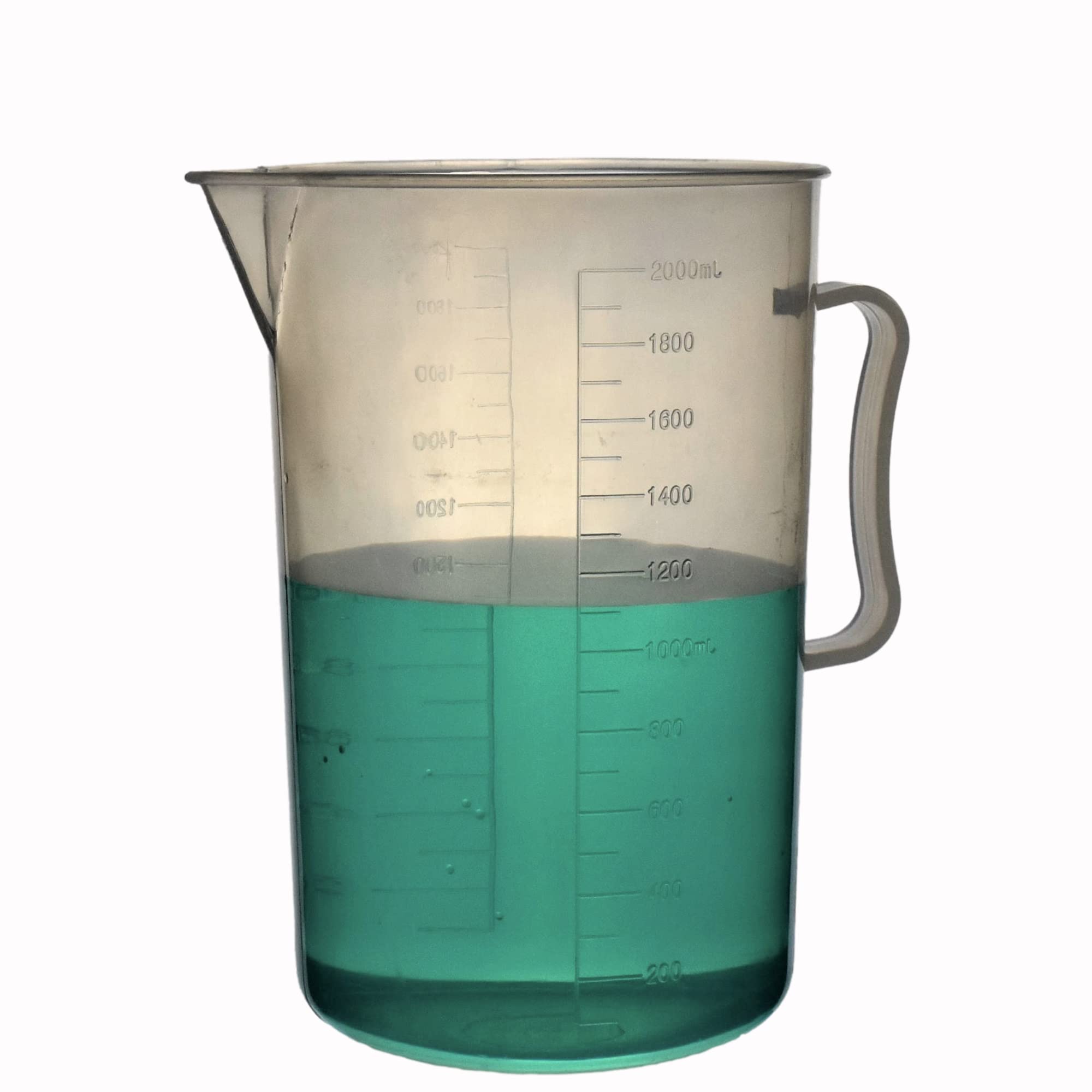 TN LAB Beaker Pitcher Measuring Cup Strong Handle Polypropylene Plastic Graduated 2000ml 2L Holds ~2 Quarts