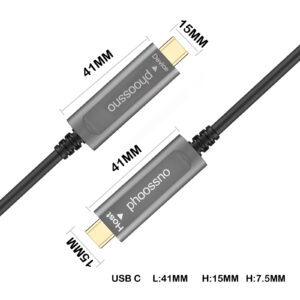 phoossno USB C to C Fiber Optical Cable USB 3.1 Type C Cable 10Gbps 50FT Compatible with Microsoft Azure Logitech Camera Aver &Vaddio & Barco ClickShare Touch Screen Kinect Intel RealSense