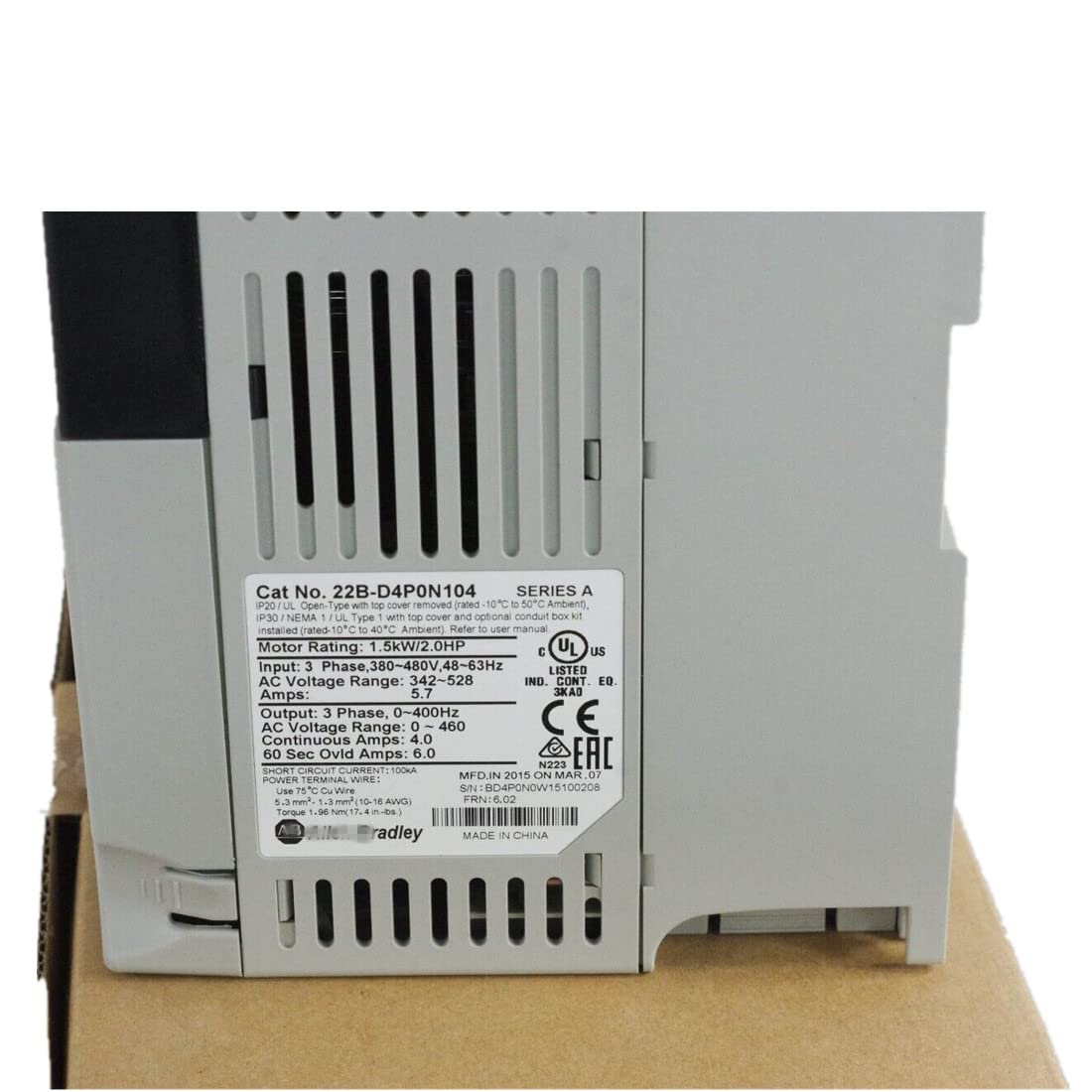 22B-D4P0N104 PowerFlex 40 AC Drive 380V 1.5KW VDF Sealed in Box 1 Year Warranty