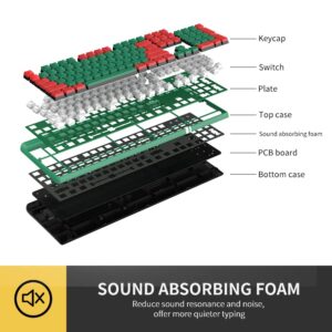 DeLUX Wired Gaming Keyboard - RGB Backlit, Hot Swappable Mechanical Keys, Ergonomic Design, Detachable Palm Rest, PBT Keycaps (KM17-Green)