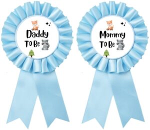 happyland baby boy shower decorations blue baby fox and raccoon set tinplates badge mommy to be and daddy to be baby shower