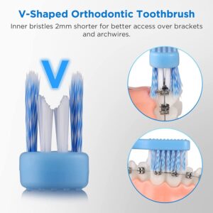 Fremouth V-Shaped Orthodontic Toothbrush for Braces, Soft Bristles, 6 Count, with Interdental Brushes