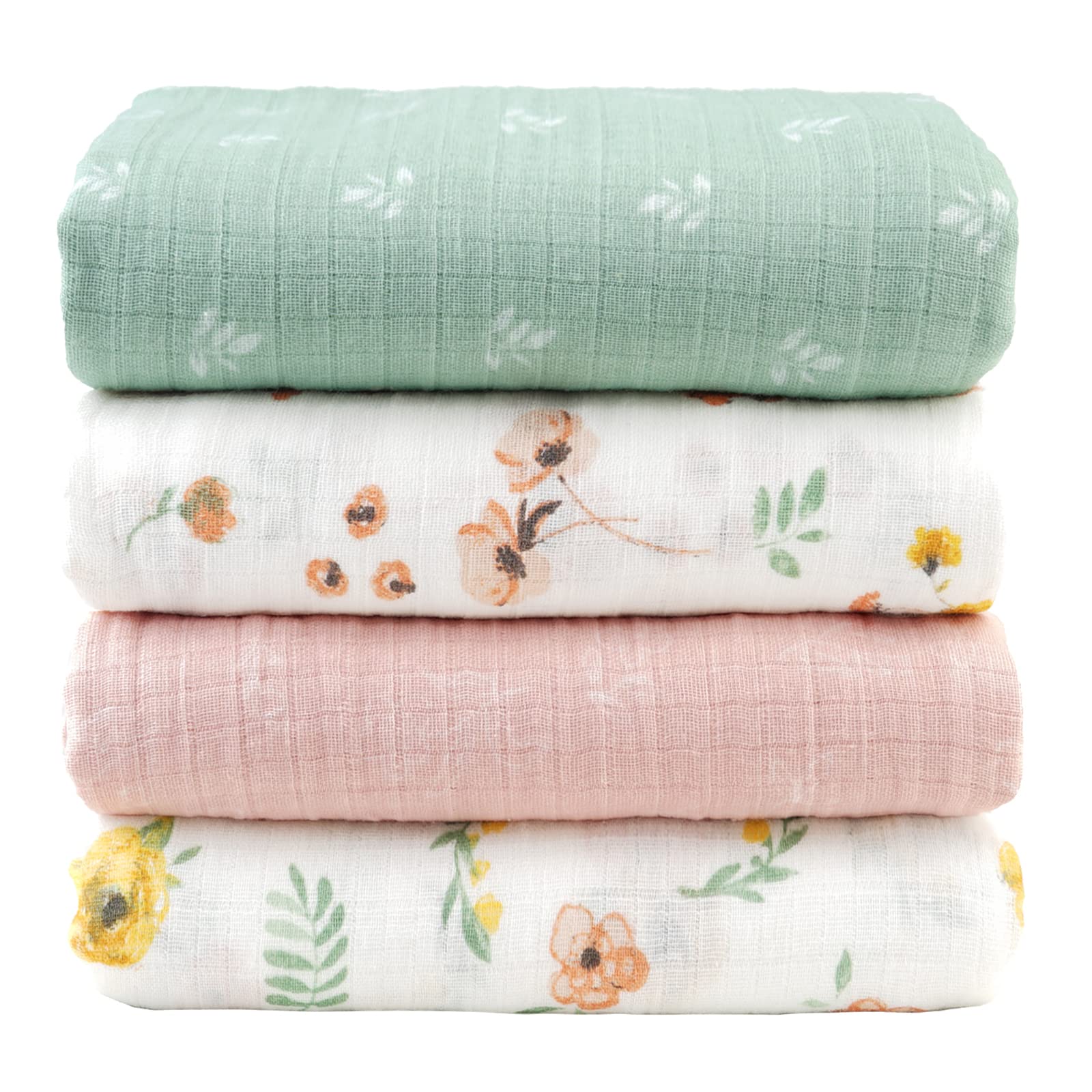 Viviland Muslin Swaddle Blanket, Baby Swaddle Blanket for Boys & Girls, Nursery Receiving Blanket for Newborn, Baby Swaddle Wrap Soft Silky & Breathable, 4 Packs, 47 X 47In